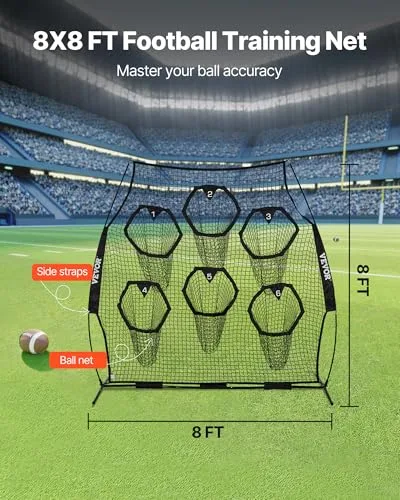 VEVOR ▫️ Rede de Lançamento para Treinador de Futebol, 274 x 106 x 243 cm, com 6 Bolsos para Balas de Treino, Ideal para Treino de Remates à Baliza e Precisão de Passe do Quarto-de-Campo, Preto 3