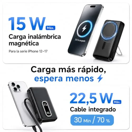 Nllosa ▫️ para Power Bank MagSafe para iPhone, Bateria Externa de 10 000 mAh com Carregamento Rápido USB-C 2