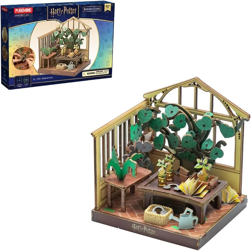 puremind ▫️ Harry Potter: Estufa de Hogwarts, Puzzle 3D em madeira, Kit DIY