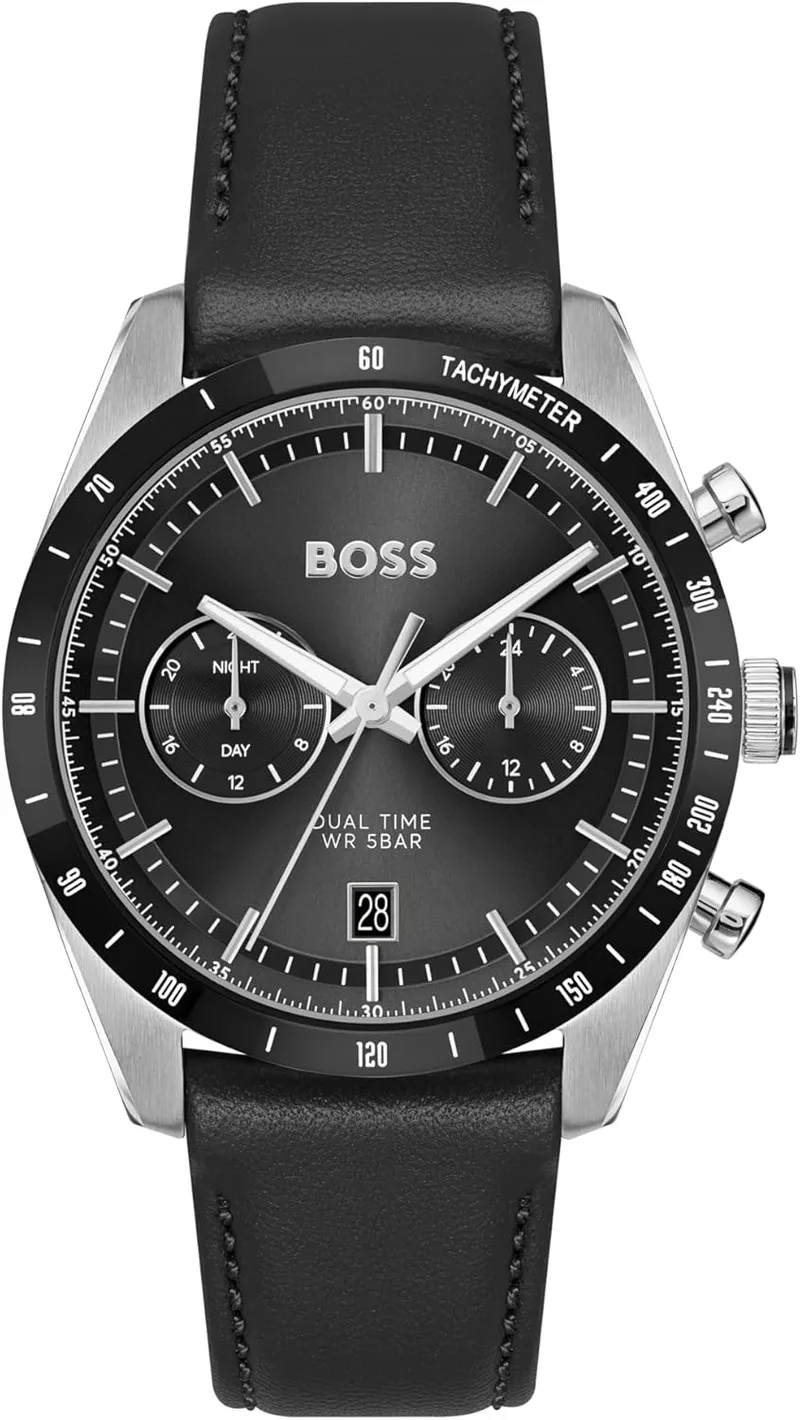 Relógio de Quartzo Multifunções Analógico para Homem BOSS Coleção TOURMASTER - Disponível numa versão com bracelete em aço inoxidável ou em pele