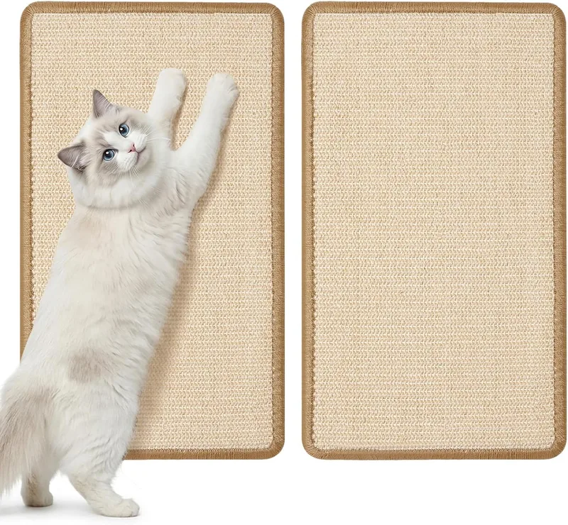 Gimars ▫️ Conjunto de 2 Tapetes para Gatos em Sisal, 50 x 30 cm - Arranhador Natural para Gatos, Tapete Arranhador para Gatos, Arranhador e Acessórios para Animais de Estimação, Cor Creme