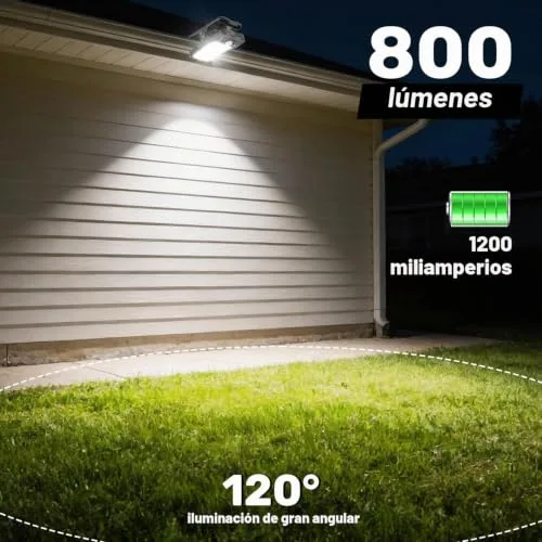BlueYu ▫️ Luz Solar para Exterior com Pinça - Lâmpadas Solares com Sensor de Movimento 800 LM, Foco Solar com 3 Modos e 3 Cores, Luzes Solares com USB e Controlo Remoto à Prova de Água para Cercas e Jardins (4 Unidades) 3