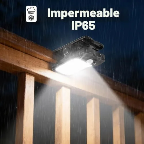 BlueYu ▫️ Luz Solar para Exterior com Pinça - Lâmpadas Solares com Sensor de Movimento 800 LM, Foco Solar com 3 Modos e 3 Cores, Luzes Solares com USB e Controlo Remoto à Prova de Água para Cercas e Jardins (4 Unidades) 6