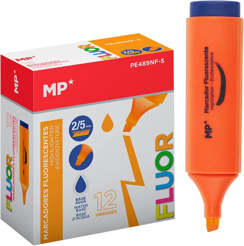 MP ▫️ 12 pacotes de linhas de fundo fluorescentes à base de água, ponta biselada, anti-secagem, para estudantes, crianças, adolescentes, adultos, uso escolar e profissional