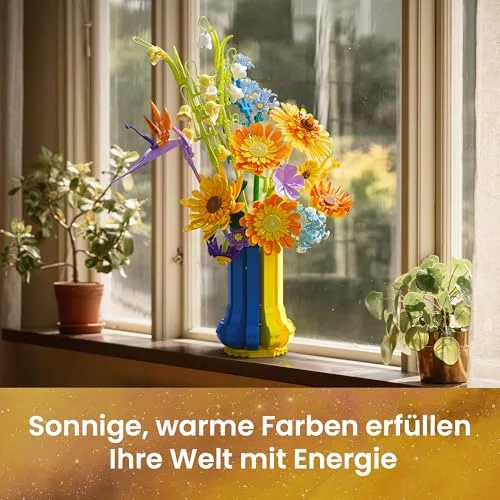 Jurair ▫️ Conjunto de blocos de construção com motivos florais para adultos, flor do sol 4