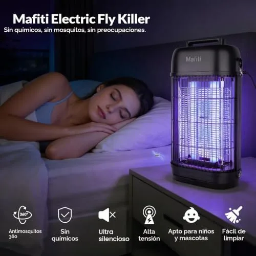 mafiti ▫️ Matador de Moscas Elétrico 1200 V com Luz UV de 20 W, Armadilha para Insetos de Interior 2