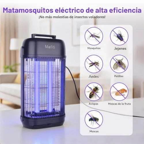 mafiti ▫️ Matador de Moscas Elétrico 1200 V com Luz UV de 20 W, Armadilha para Insetos de Interior 3