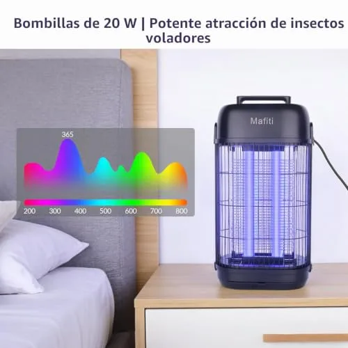 mafiti ▫️ Matador de Moscas Elétrico 1200 V com Luz UV de 20 W, Armadilha para Insetos de Interior 4