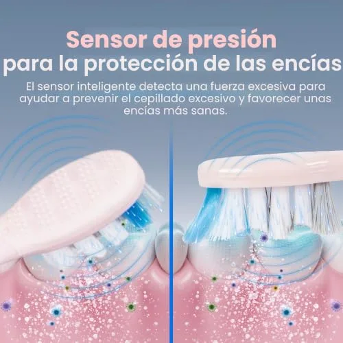 BARBERBOSS ▫️ Escova de dentes elétrica sónica para adultos, escova de dentes recarregável cor-de-rosa com base de carregamento USB, 5 modos de limpeza, 3 intensidades, temporizador inteligente de 2 minutos, QR-7303 2