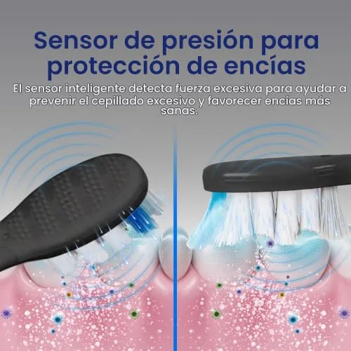 BARBERBOSS ▫️ Sonic Escova de dentes elétrica recarregável para adultos, 5 modos × 3 intensidades, temporizador de 2 minutos, 6 cabeças de escova + estojo de viagem, até 180 dias de utilização, QR-7302 2