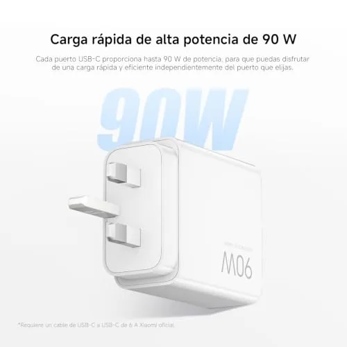 Xiaomi ▫️ Carregador rápido com 3 portas USB-C de 90 W, adaptador 3