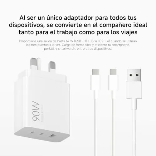 Xiaomi ▫️ Carregador rápido com 3 portas USB-C de 90 W, adaptador 5