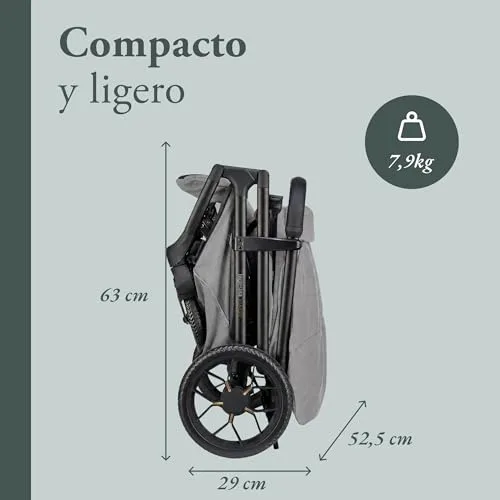 Inglesina ▫️ Maior - Carrinho compacto e leve, com 7,9 kg, rodas grandes com amortecimento, assento espaçoso All Season, fecho com uma mão, capota com proteção UPF 50+, até 22 kg, Canyon Grey 4