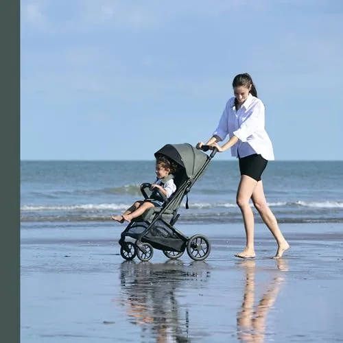 Inglesina ▫️ Maior - Carrinho compacto e leve, com 7,9 kg, rodas grandes com amortecimento, assento espaçoso All Season, fecho com uma mão, capota com proteção UPF 50+, até 22 kg, Canyon Grey 6
