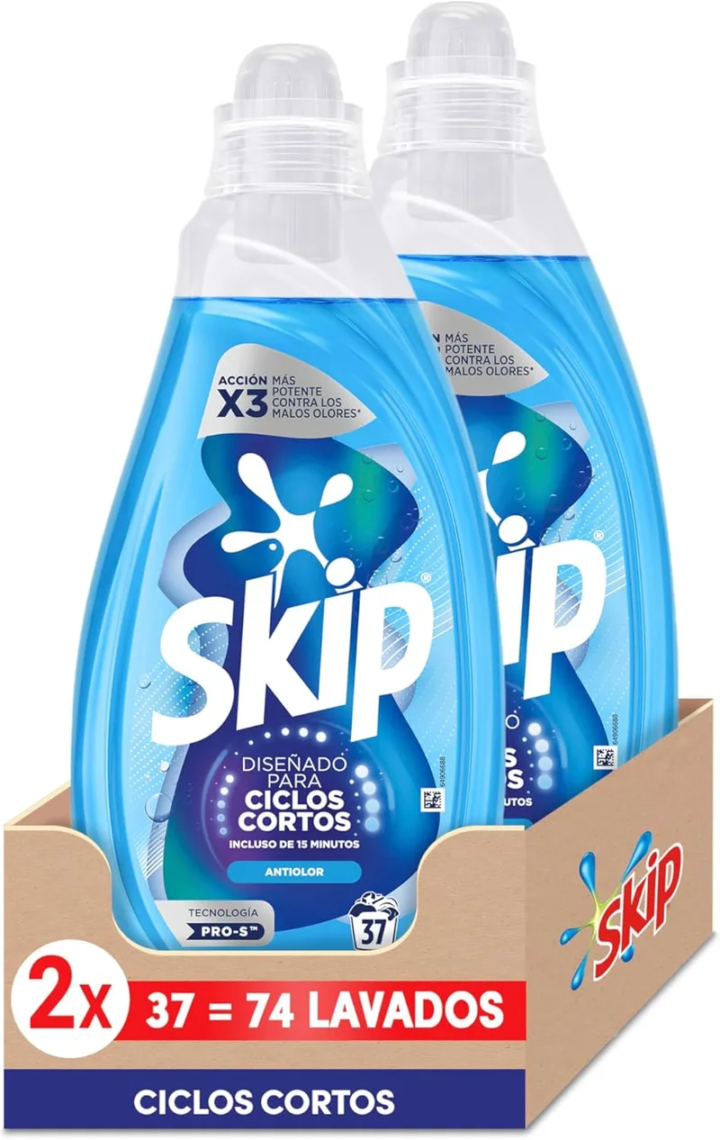 Skip ▫️ Detergente Ciclo Curto Anti-odor 37 LAV (Embalagem de 2)