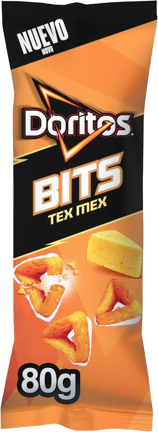 Doritos ▫️ Bits Tex Mex – Snack crocante com sabor a queijo, Embalagem individual para petiscar, 80 g