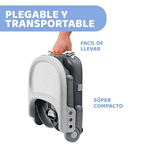 Chicco ▫️ Pocket Snack - Assento elevatório para crianças para refeições, adequado dos 6 meses aos 3 anos (15 kg), cadeira de refeições de viagem portátil e ajustável para bebés, compacta e com tabuleiro amovível - Cinzento (Dark Grey) 2