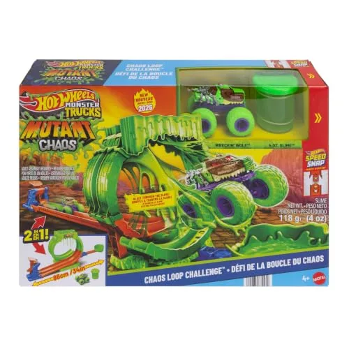 Hot Wheels ▫️ Monster Trucks Mutant Chaos, Conjunto de Brinquedos «Loop do Caos» 7