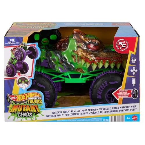 Hot Wheels ▫️ Monster Trucks Mutant Chaos Wreckin’ Wolf Veículo RC 6