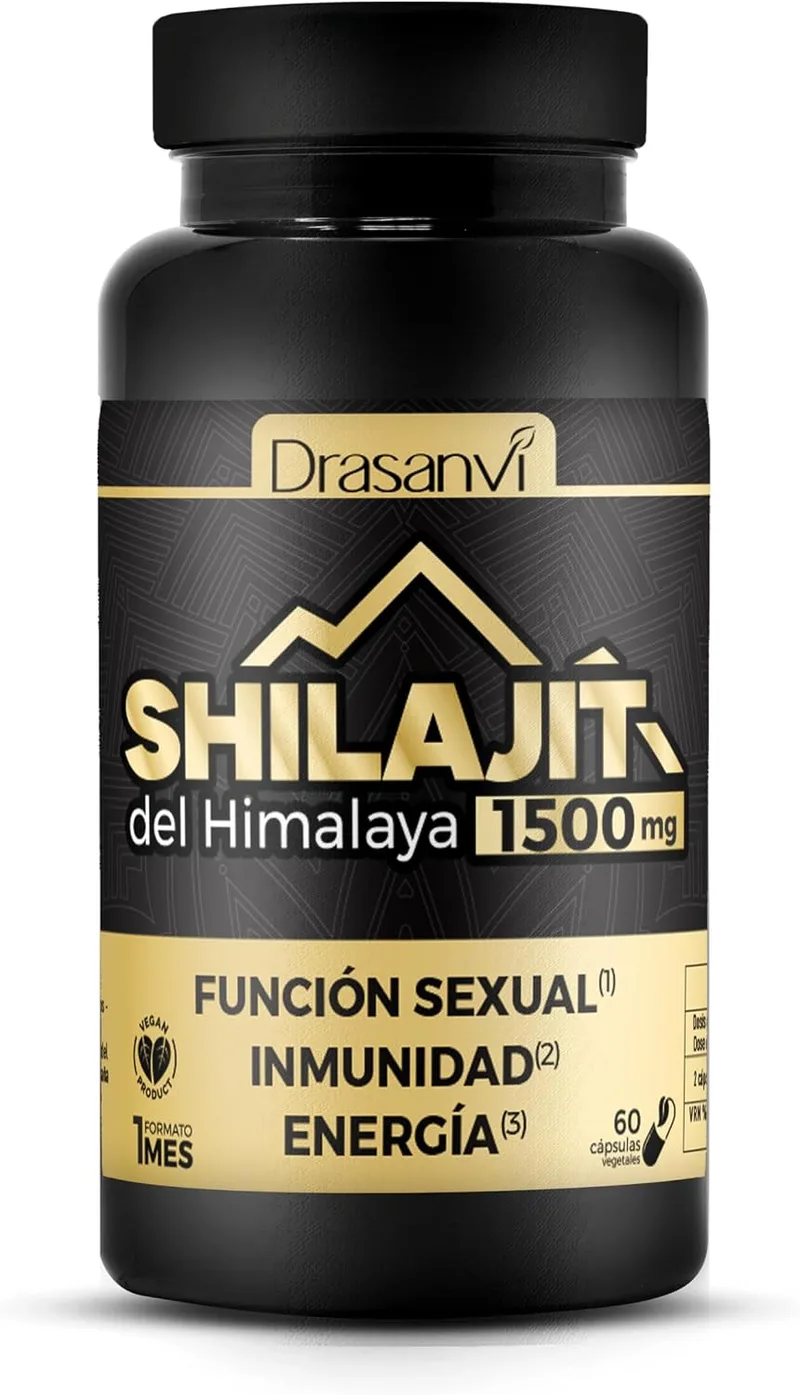 Drasanvi ▫️ Shilajit Puro dos Himalaias 1500 mg em 60 cápsulas