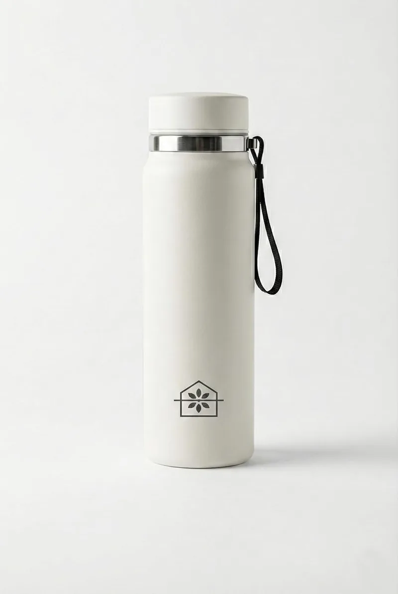 cosmasens ▫️ Garrafa de Água Cosmasen em Aço Inoxidável 1000 ml (1 litro) - Garrafa térmica de parede dupla a vácuo | Mantém o frio durante 24 horas e o calor durante 12 horas | Garrafa anti-fugas sem BPA | Para o ginásio e o escritório, branca