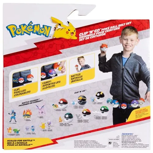 Pokémon ▫️ Conjunto de cinto Pikachu Clip ‘N’ Go : Figura de batalha do Pikachu com 5 cm, com Honor Ball, Ultra Ball e cinto temático do Tipo Elétrico. 7