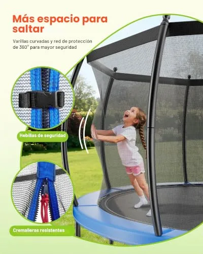 VEVOR ▫️ Trampolim de Exterior 305 x 236 cm, Trampolim Infantil com Rede de Proteção e Almofada Grossa, Capacidade Máxima de 150 kg, Trampolim ao Ar Livre, Presente de Aniversário para Crianças 3