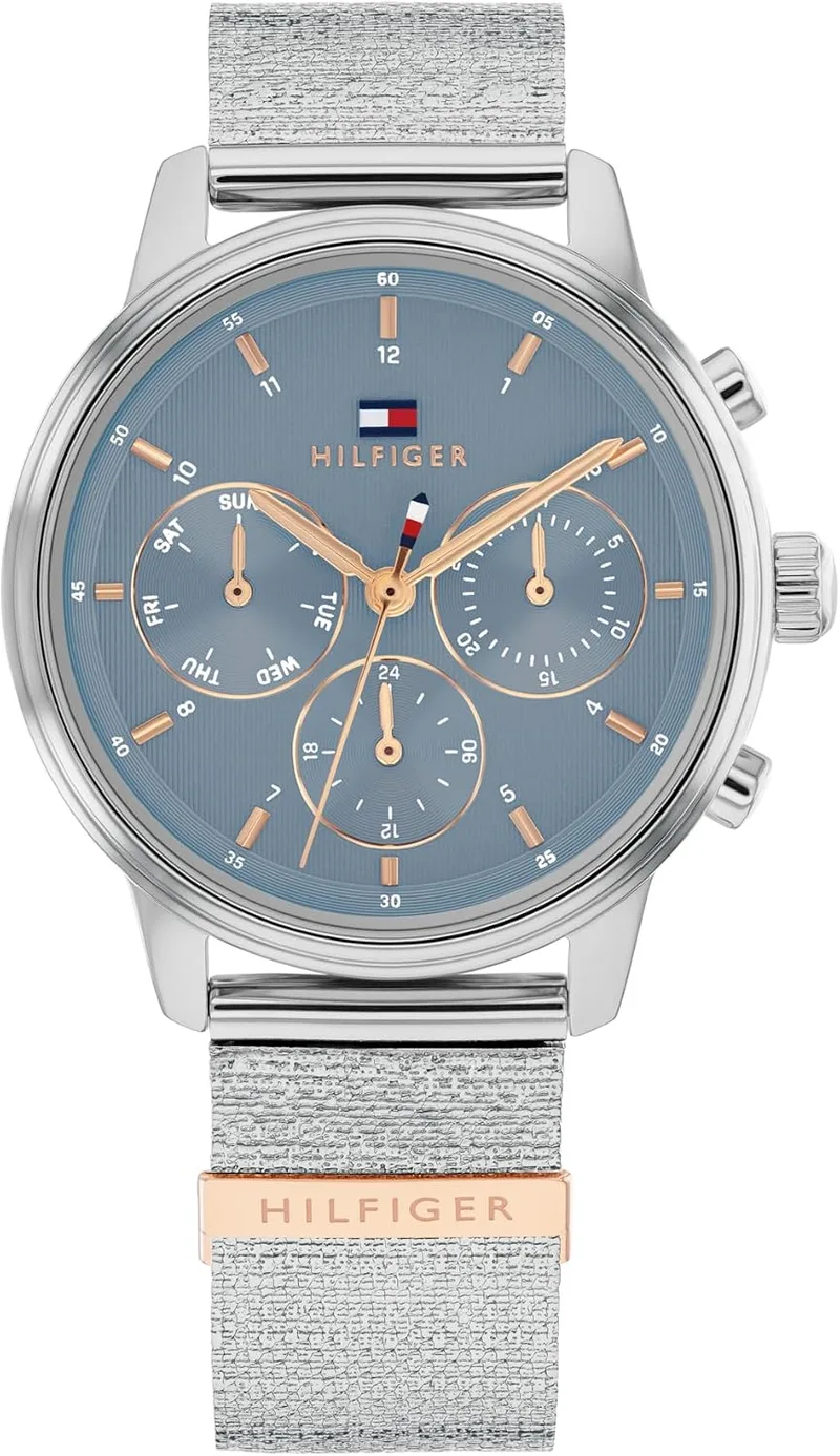 Tommy Hilfiger ▫️ Relógio analógico multifunções de quartzo para mulher, com bracelete em aço inoxidável