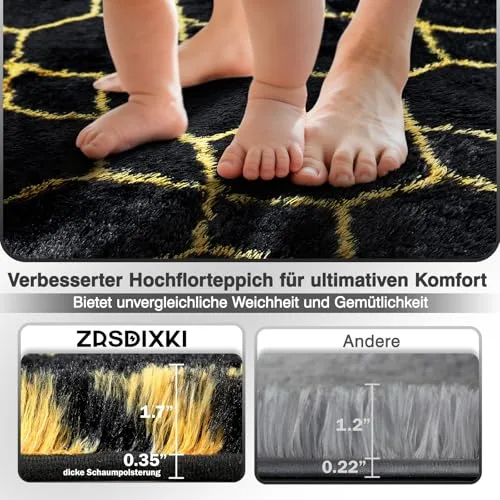 ZRSDIXKI ▫️ Tapete cinzento para sala de estar 200 x 300 cm – Tapetes de pêlo comprido para sala de estar 3