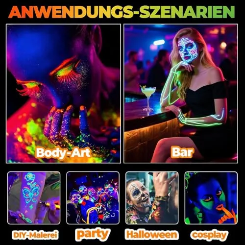Charfia ▫️ Conjunto de maquilhagem para o Halloween, 8 lápis de pintura facial, 6 tatuagens, maquilhagem infantil, cores fluorescentes, espelho em forma de coruja, maquilhagem infantil, cores para pintura corporal, acessórios para 5