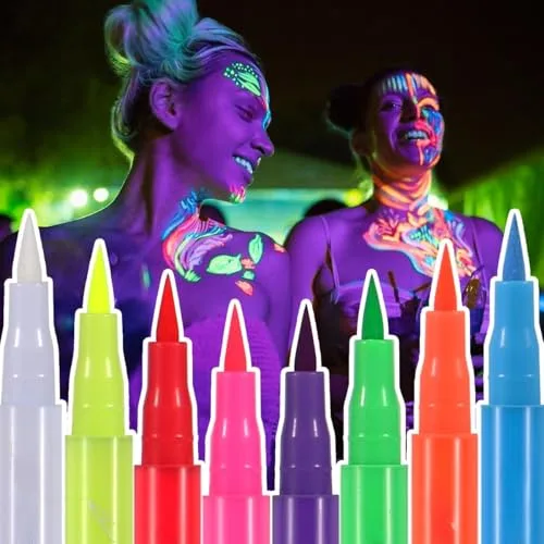 Charfia ▫️ Conjunto de maquilhagem para o Halloween, 8 lápis de pintura facial, 6 tatuagens, maquilhagem infantil, cores fluorescentes, espelho em forma de coruja, maquilhagem infantil, cores para pintura corporal, acessórios para 6