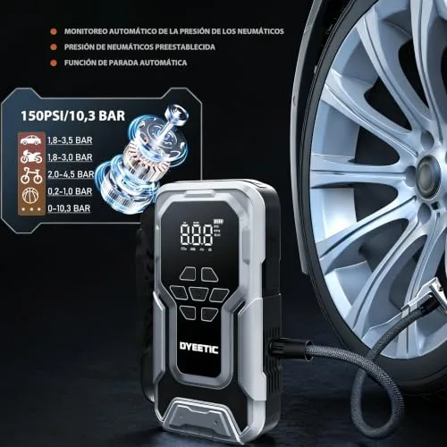 DYEETIC ▫️ Arrancador de bateria para automóvel de 8000 A com compressor de 150 PSI, arrancador de bateria externo de 12 V para todos os veículos a gasolina ou a gasóleo de 12 L, carregamento rápido de 18 W com cabo de arranque 3