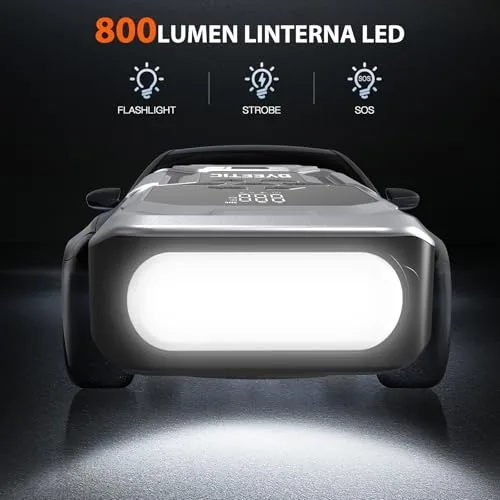 DYEETIC ▫️ Arrancador de bateria para automóvel de 8000 A com compressor de 150 PSI, arrancador de bateria externo de 12 V para todos os veículos a gasolina ou a gasóleo de 12 L, carregamento rápido de 18 W com cabo de arranque 5