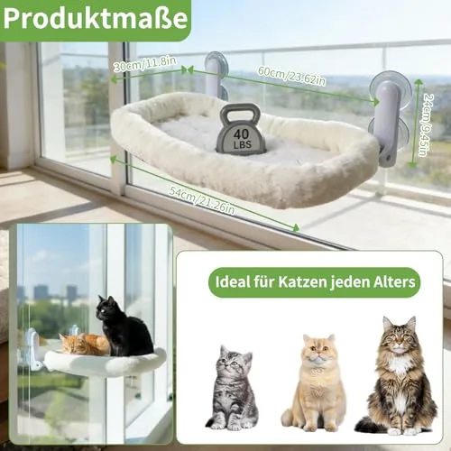Fosoloni ▫️ Espreguiçadeira para janela de gatos, rede com estrutura de aço estável 4