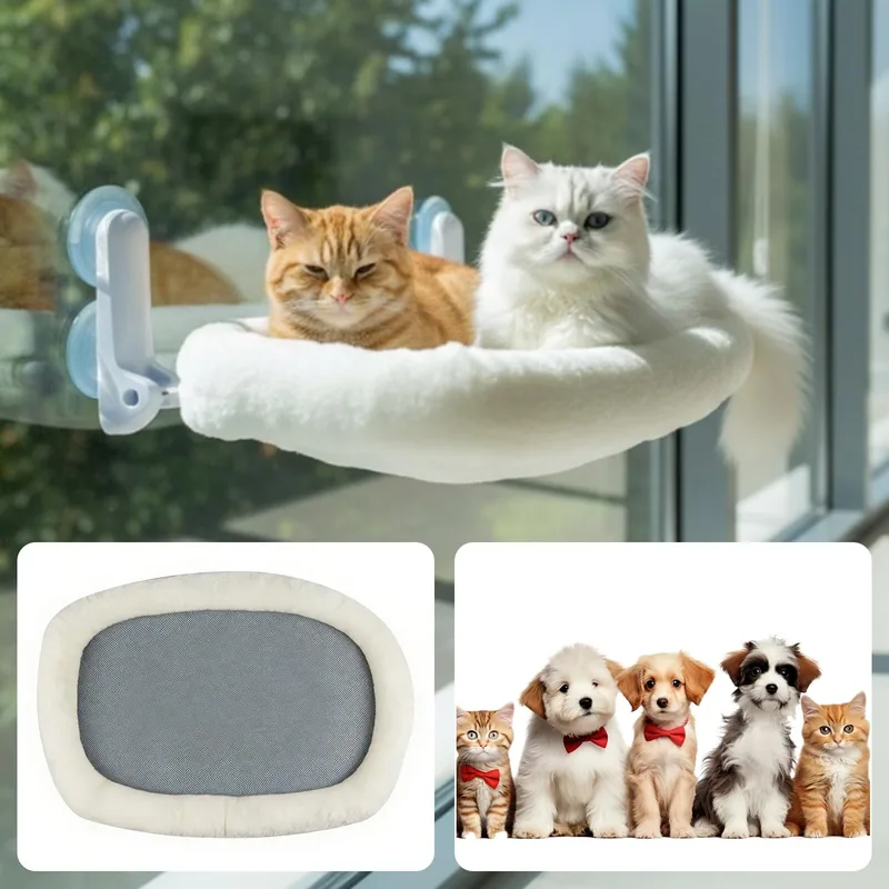Fosoloni ▫️ Espreguiçadeira para janela de gatos, rede com estrutura de aço estável