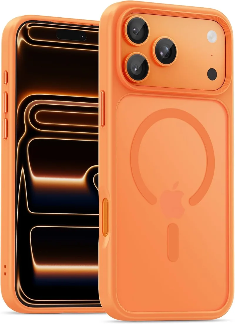 UNBREAKcable ▫️ Capa Magnética para iPhone 17 Pro MAX de 6,9 polegadas, Compatível com MagSafe, Proteção Total para a Câmara, Proteção contra Quedas, Capa Fina e Resistente a Impacto - Laranja