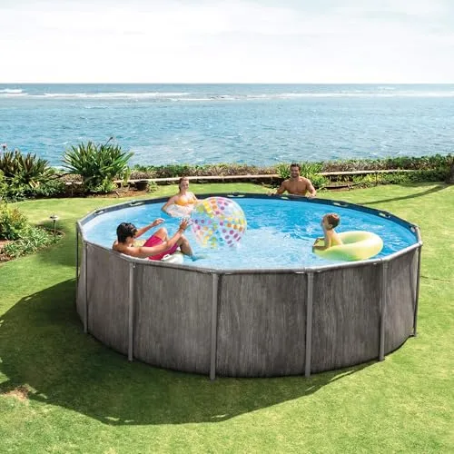 Intex ▫️ Piscina desmontável, Greywood Prism Frame Premium, D457 x 122 cm, capacidade de 16 805 litros, escada, forro, cobertura, filtro de cartucho, montagem em 45 minutos, Ligações Ø32 mm (56093) 3