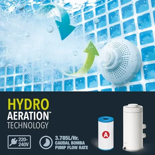 Intex ▫️ Piscina desmontável, Greywood Prism Frame Premium, D457 x 122 cm, capacidade de 16 805 litros, escada, forro, cobertura, filtro de cartucho, montagem em 45 minutos, Ligações Ø32 mm (56093) 6