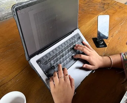 ENDABUY ▫️ Suporte portátil dobrável. Suporte para computador portátil. 7 ângulos. Elevador portátil. Suporte de refrigeração para computador portátil. Máxima compatibilidade com computadores portáteis, MacBooks, iPads e tablets. Alumínio. 4
