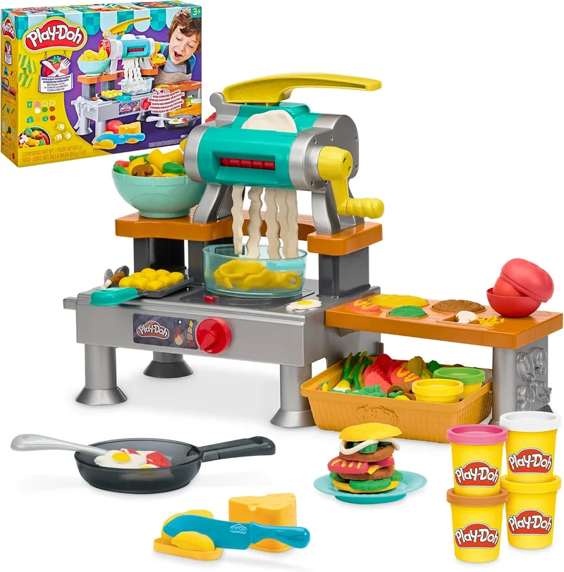 Play-Doh ▫️ A Cozinha dos Minichefs, Sons realistas de cozinha de brincar, Mais de 25 alimentos de brincar para criar, Trabalhos manuais para crianças, A partir dos 3 anos