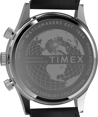 Timex ▫️ Waterbury TW2Y54100 - Relógio cronógrafo com bracelete em pele de 42 mm para homem 4