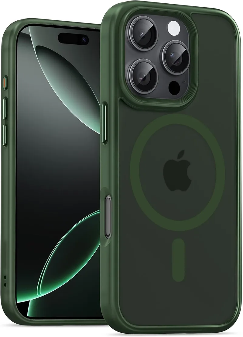 UNBREAKcable ▫️ Capa Magnética para iPhone 16 Pro de 6,3 polegadas, Compatível com MagSafe, Proteção Total para a Câmara, Proteção contra Quedas, Capa Fina e Resistente a Impacto - Verde Escuro