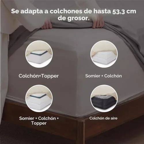 Bedsure ▫️ Conjunto de lençóis em microfibra, cor bege - 90 x 190 cm, 3 peças 2