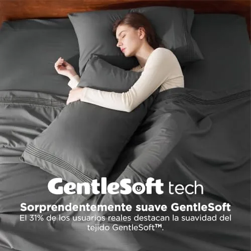 Bedsure ▫️ Conjunto de lençóis 90x190 cm - 3 peças, altura 30 cm, cinzento 5