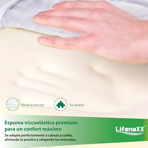 Lifenaxx ▫️ Almofada cervical de cânhamo LX-053 – Almofada ergonómica de espuma viscoelástica com capa lavável – Apoio natural para o pescoço, respirável e confortável 4