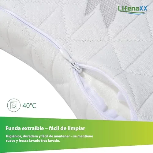 Lifenaxx ▫️ Almofada cervical de cânhamo LX-053 – Almofada ergonómica de espuma viscoelástica com capa lavável – Apoio natural para o pescoço, respirável e confortável 5