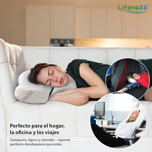 Lifenaxx ▫️ Almofada cervical de cânhamo LX-053 – Almofada ergonómica de espuma viscoelástica com capa lavável – Apoio natural para o pescoço, respirável e confortável 6