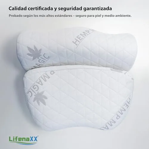 Lifenaxx ▫️ Almofada cervical de cânhamo LX-053 – Almofada ergonómica de espuma viscoelástica com capa lavável – Apoio natural para o pescoço, respirável e confortável 7