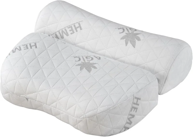 Lifenaxx ▫️ Almofada cervical de cânhamo LX-053 – Almofada ergonómica de espuma viscoelástica com capa lavável – Apoio natural para o pescoço, respirável e confortável