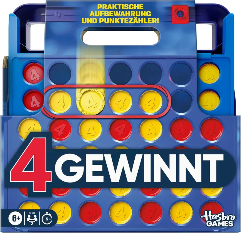 Hasbro Gaming ▫️ Hasbro Games 4 WINS the Official Game (edição de 2025) | Armazenamento conveniente, estojo de transporte, contador de pontos, idade 6+, 2 jogadores, jogo familiar para crianças - versão